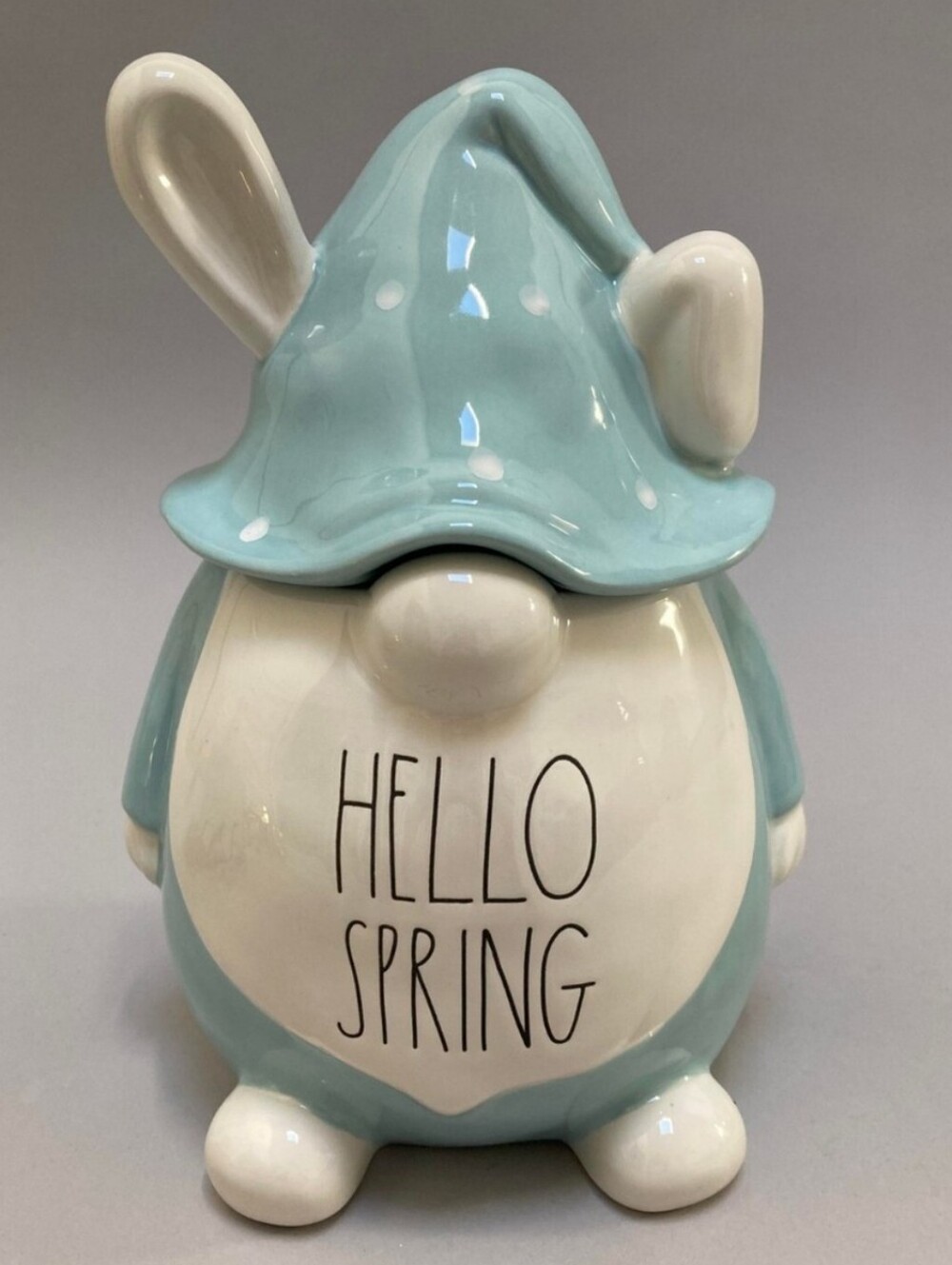Rae Dunn Hello Spring Ceramic Cookie Jae Bunny Gnome Blue & White